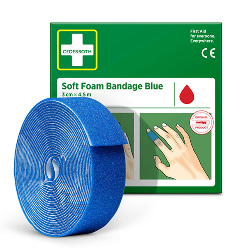 "Cederroth" Soft Foam Bandage 4,5 m x 3 cm blau , Refill