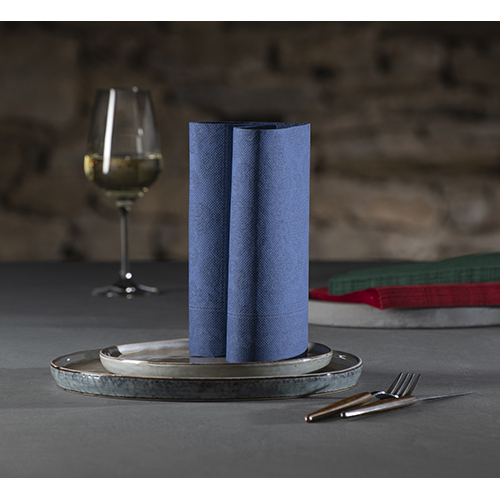 Servietten "ROYAL Collection" 1/4-Falz 40 cm x 40 cm dunkelblau "Arabesque"