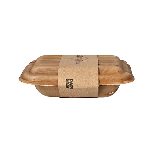 Trays, Palmblatt "pure" eckig 300 ml 5,5 cm x 13,5 cm x 17,5 cm mit Deckel und Banderole