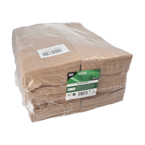 Papierfaltenbeutel gefädelt Kraftpapier 35 cm x 13 cm x 7 cm braun Füllinhalt 2 kg