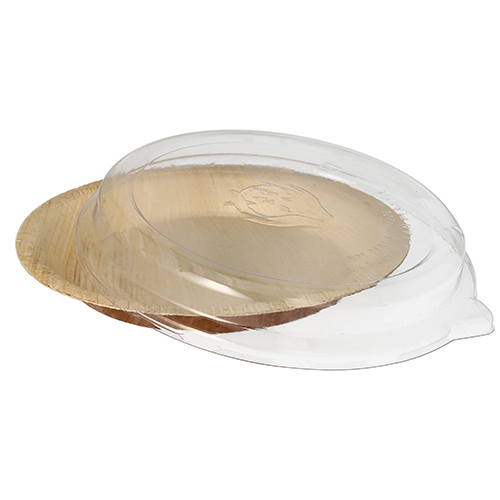 Teller, Palmblatt rund 500 ml Ø 23 cm · 5,3 cm mit rPET Deckel "Kombipack"