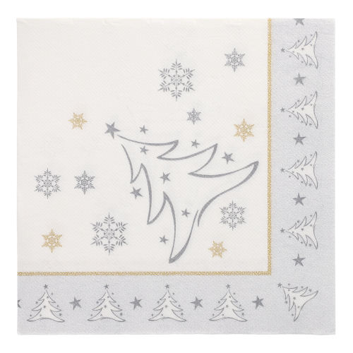 Servietten "ROYAL Collection" 1/4-Falz 40 cm x 40 cm silber "X-Mas Elegance"