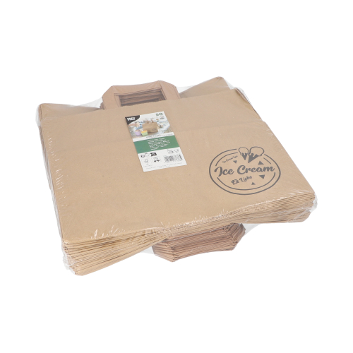 Tragetaschen, Papier 27 cm x 32 cm x 17 cm braun "Icelove" mit Tragegriff