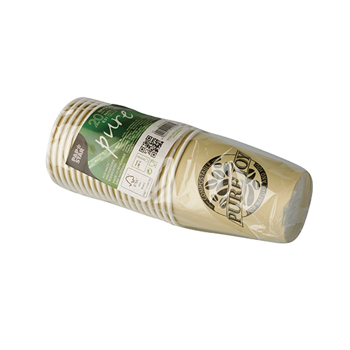 Trinkbecher, Pappe 0,2 l Ø 8 cm · 9,2 cm creme "Pure Joy"