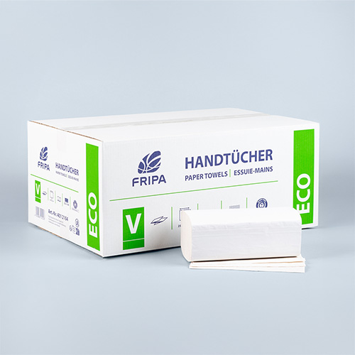 Blatt Handtuchpapier V-Falz 23 cm x 25 cm weiss "Eco" 2-lagig (20x160)