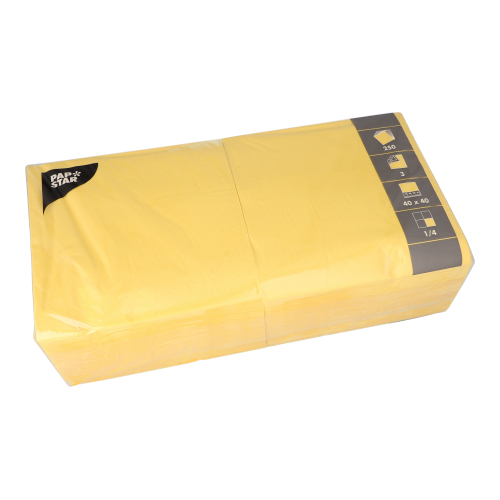 Servietten, 3-lagig 1/4-Falz 40 cm x 40 cm gelb