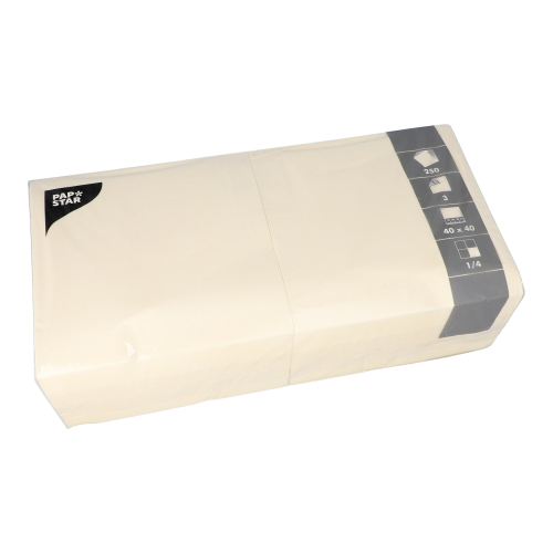 Servietten, 3-lagig 1/4-Falz 40 cm x 40 cm creme