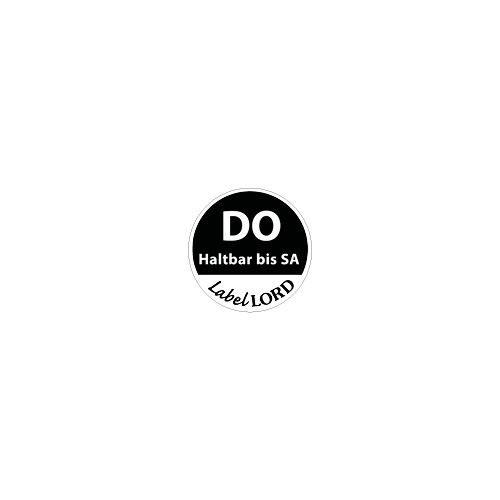 "LabelLord" HACCP Lebensmitteletiketten Ø 19 mm schwarz "Aqualabel" DO haltbar bis SA,abwaschbar