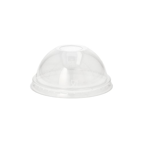 Dom-Deckel, PET Ø 9 cm · 4,5 cm glasklar mit Lochung