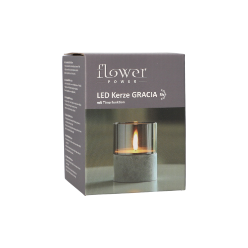 LED-Kerze Ø 8 cm · 10 cm grau "Gracia" klein