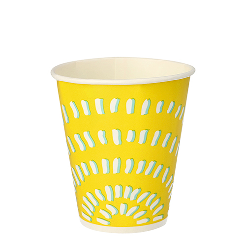 Trinkbecher für Kaltgetränke, Pappe 0,3 l Ø 8,97 cm · 10 cm gelb "Rays"