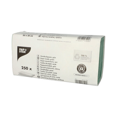 Blatt Handtuchpapier V-Falz 23 cm x 25 cm grün Zick Zack, 1-lagig