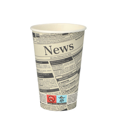 Trinkbecher, Pappe "To Go" 0,3 l Ø 8 cm · 11,7 cm "Newsprint"