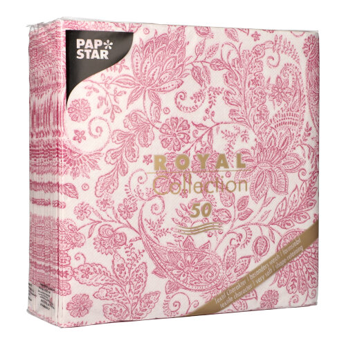 Servietten "ROYAL Collection" 1/4-Falz 40 cm x 40 cm fuchsia "Paisley"