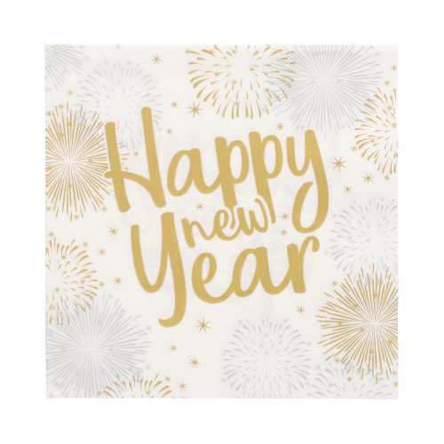 Servietten, 3-lagig 1/4-Falz 33 cm x 33 cm "Happy New Year"