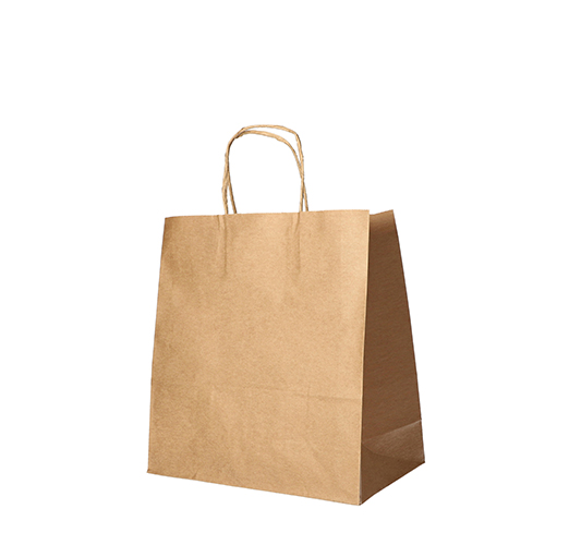 Tragetaschen, Papier 25 cm x 26 cm x 17 cm braun mit gedrehtem Tragegriff