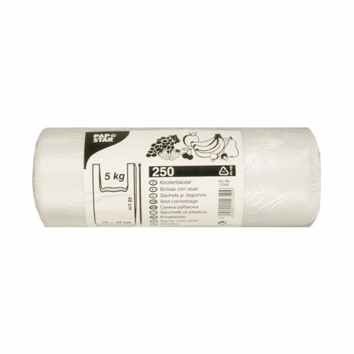 Hemdchen-Tragetaschen, HDPE 48 cm x 22 cm x 12 cm transparent Knotenbeutel