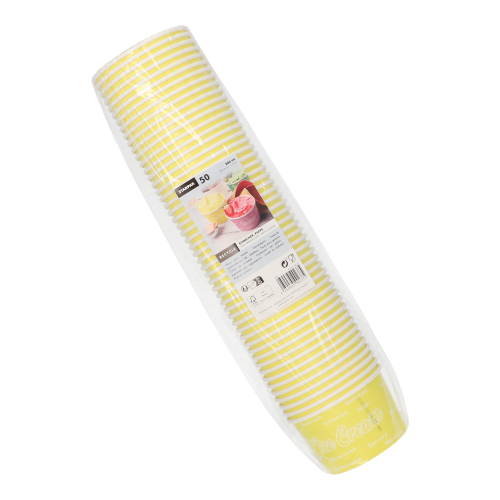 Eisbecher, Pappe 200 ml Ø 9,5 cm · 6 cm gelb "Icelove"