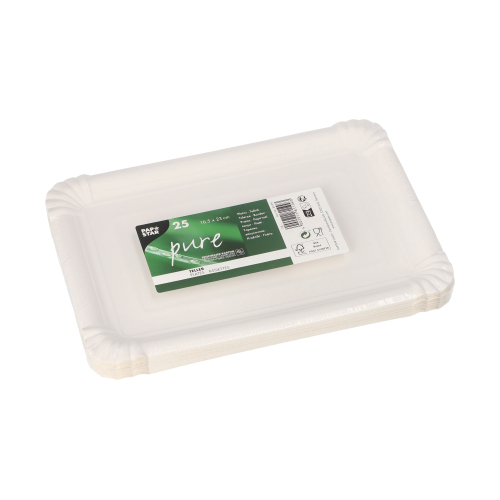 Teller, Pappe "pure" eckig 16,5 cm x 23 cm weiss