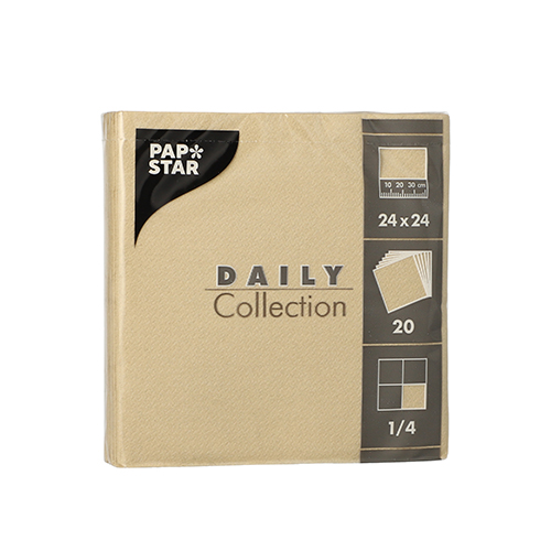 Servietten "DAILY Collection" 1/4-Falz 24 cm x 24 cm sand