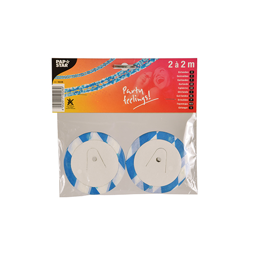 Girlanden, Papier Ø 8 cm · 2 m "Bayrisch Blau - Mini" schwer entflammbar