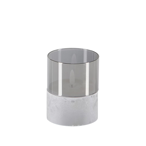 LED-Kerze Ø 8 cm · 10 cm grau "Gracia" klein