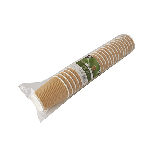 Trinkbecher, Pappe 0,4 l Ø 9 cm · 13,7 cm natur Ripple Wall