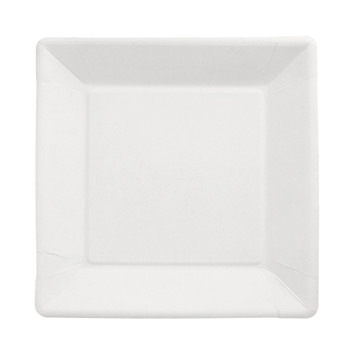 Teller, Pappe "pure" eckig 22,5 cm x 22,5 cm x 1,8 cm weiss