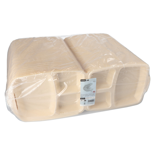 Menüboxen mit Klappdeckel, XPS 3-geteilt 7,5 cm x 22 cm x 28,5 cm beige laminiert