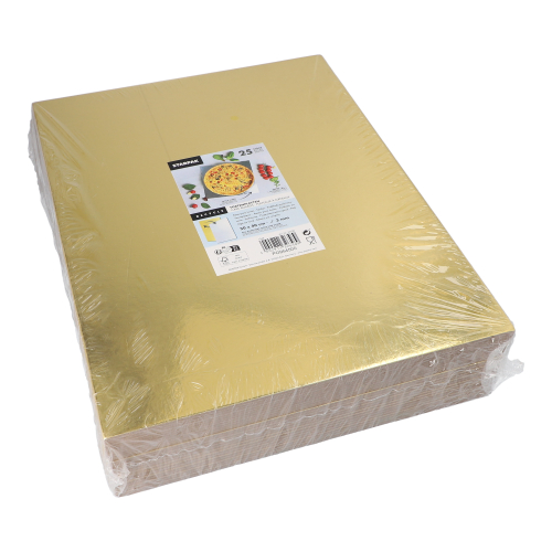 Tortenplatten eckig 0,3 cm x 30 cm x 40 cm gold/silber