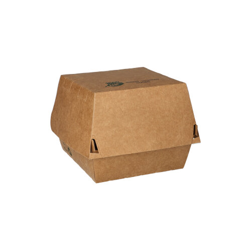 Burgerboxen, Pappe 7,8 cm x 9 cm x 9 cm braun "100% Fair"