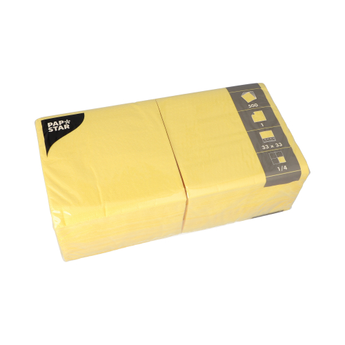 Servietten, 1-lagig 1/4-Falz 33 cm x 33 cm gelb