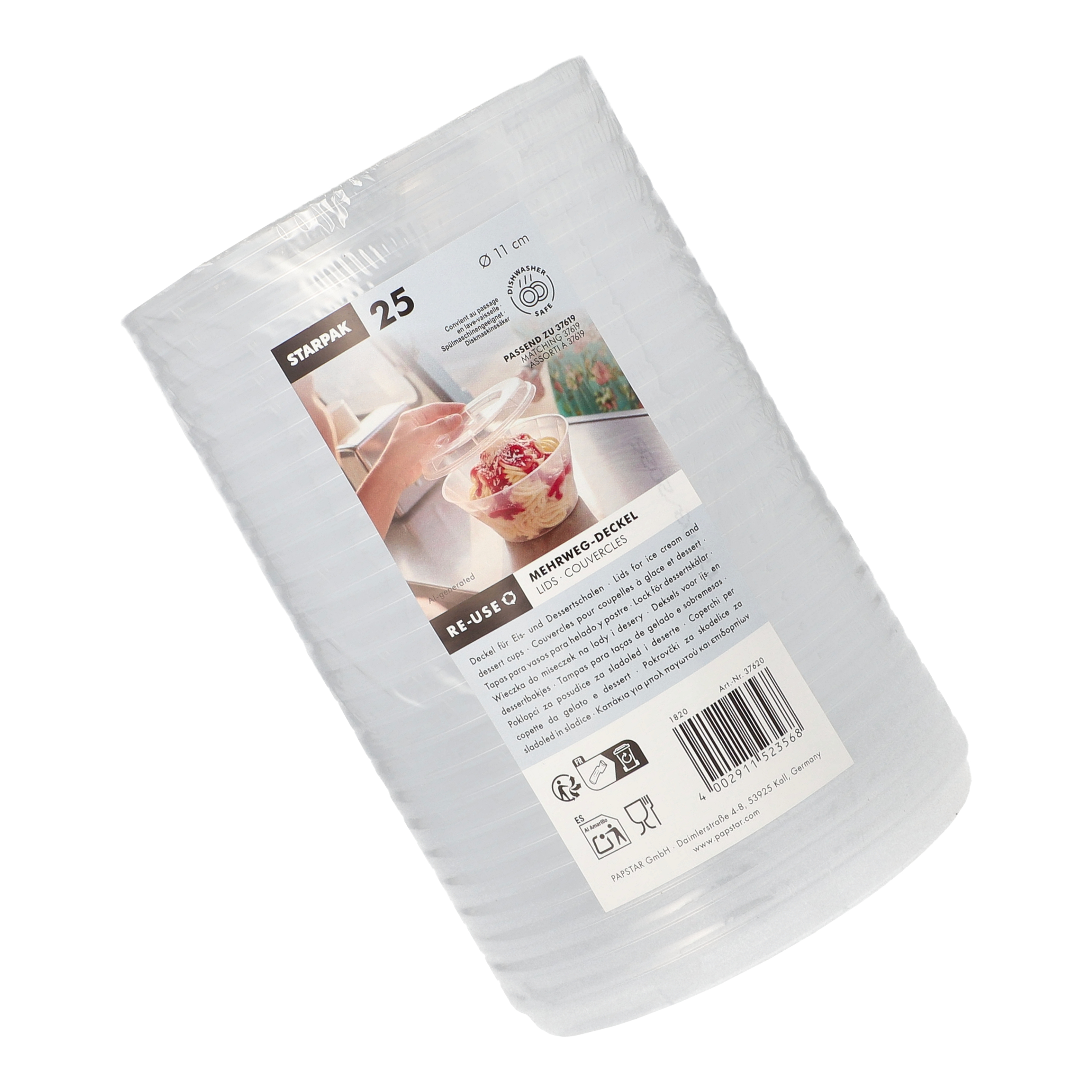 Mehrweg-Deckel Ø 11 cm · 1,3 cm transparent für Eis- und Dessertschalen