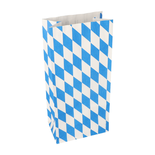 Hähnchenbeutel, Papier mit Alu-Einlage 28 cm x 13 cm x 8 cm "Bayrisch blau" 1/1