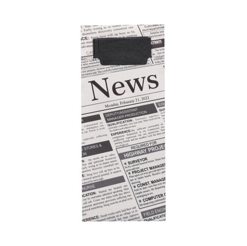 Bestecktaschen 20 cm x 8,5 cm schwarz/weiss "Newsprint" inkl. schwarzer Serviette