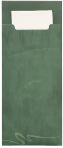 Bestecktaschen 20 cm x 8,5 cm dunkelgrün inkl. weißer Serviette