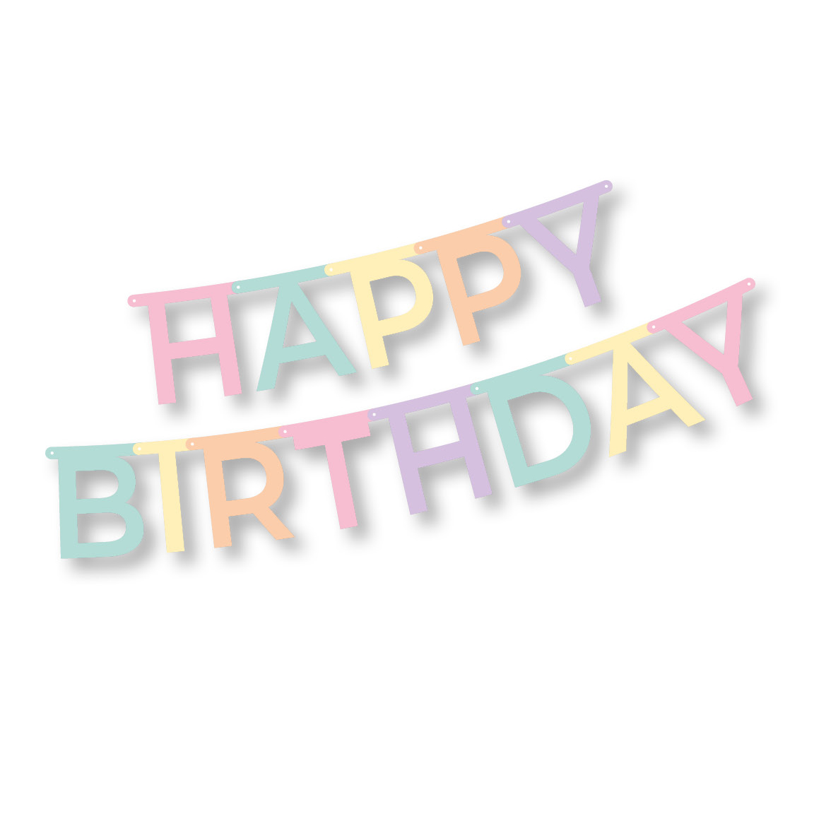 Grußkette 1,8 m x 13,8 cm "Happy Birthday" pastell