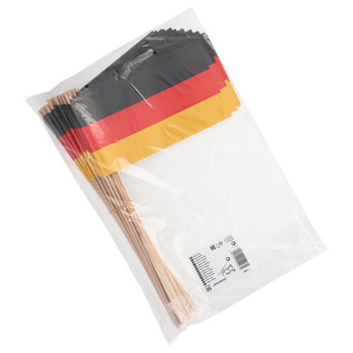 Flaggen, Papier 12 cm x 22 cm "Deutschland" mit Stiel 38,5 cm lang