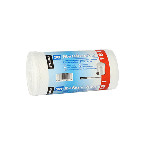 Müllbeutel, LDPE 18 l 52 cm x 46 cm weiss 18 my