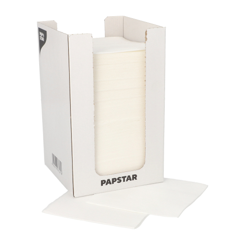 Servietten, 2-lagig "PUNTO" 1/4-Falz 20 cm x 20 cm weiss in Spenderbox