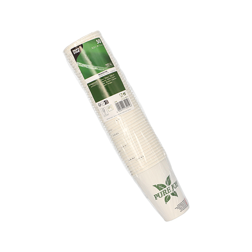 Trinkbecher, Pappe 0,2 l Ø 7,3 cm · 9,9 cm weiss "Pure Joy"