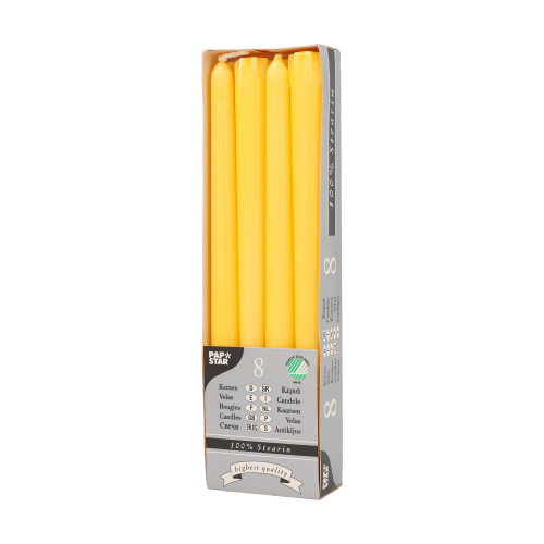 Leuchterkerzen Ø 2,2 cm · 25 cm gelb aus 100 % Stearin