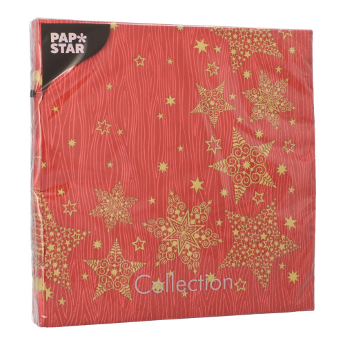 Servietten, 3-lagig 1/4-Falz 40 cm x 40 cm rot "Christmas Shine"