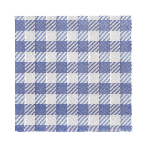 Servietten, 1-lagig 1/4-Falz 33 cm x 33 cm blau/weiss "Vichy Karo"