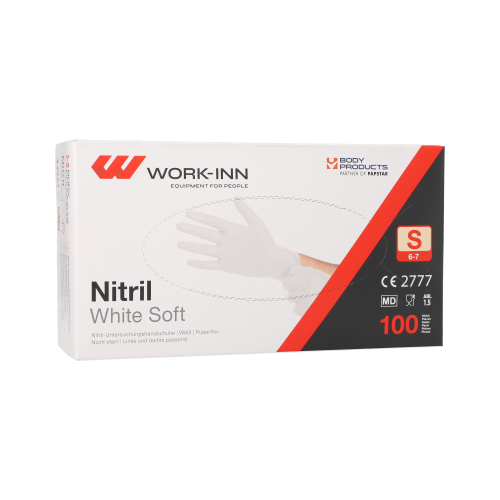 "WORK-INN/PS" Handschuhe Nitril puderfrei "White Soft" weiss Größe: S