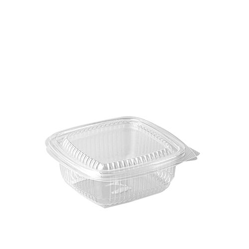 Verpackungsbecher mit Klappdeckeln, PP rechteckig 250 ml 4,4 cm x 11,5 cm x 12 cm transparent
