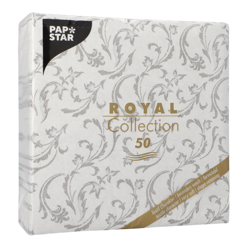 Servietten "ROYAL Collection" 1/4-Falz 40 cm x 40 cm grau "Damascato"