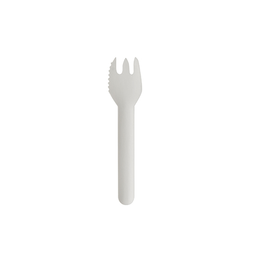 Kuchen- und Snackgabeln, Papier "pure" 13,4 cm weiss mit einseitig gezacktem Rand