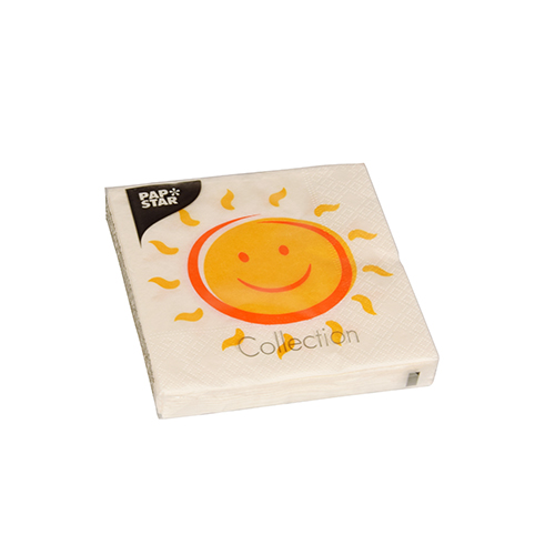 Servietten, 3-lagig 1/4-Falz 25 cm x 25 cm "Here comes the Sun"