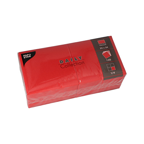 Servietten "DAILY Collection" 1/4-Falz 24 cm x 24 cm rot Servietten "DAILY Collection" 1/4-Falz 24 cm x 24 cm rot